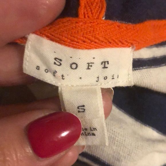 Soft Joie Gilby Linen Blend Tee Blue Ivory Stripe - Picture 4 of 4